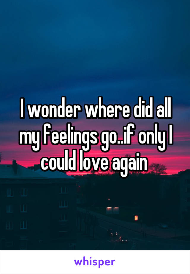 I wonder where did all my feelings go..if only I could love again 