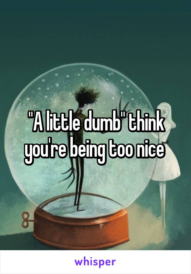 "A little dumb" think you're being too nice 