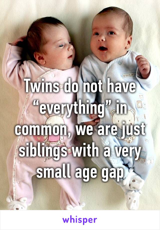 Twins do not have “everything” in common, we are just siblings with a very small age gap