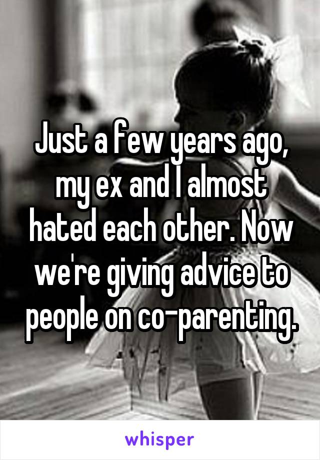 Just a few years ago, my ex and I almost hated each other. Now we're giving advice to people on co-parenting.