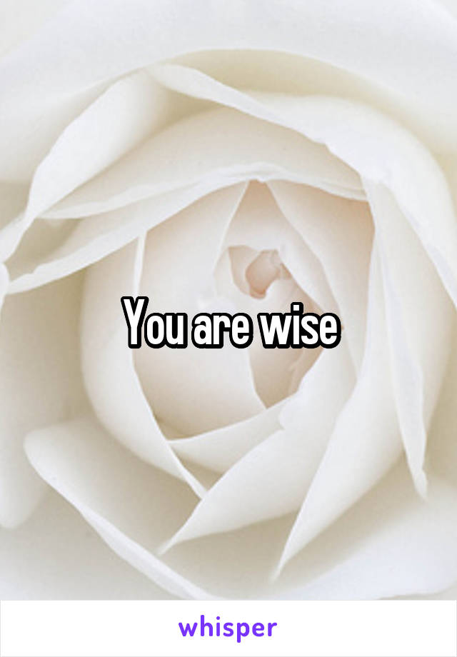 You are wise