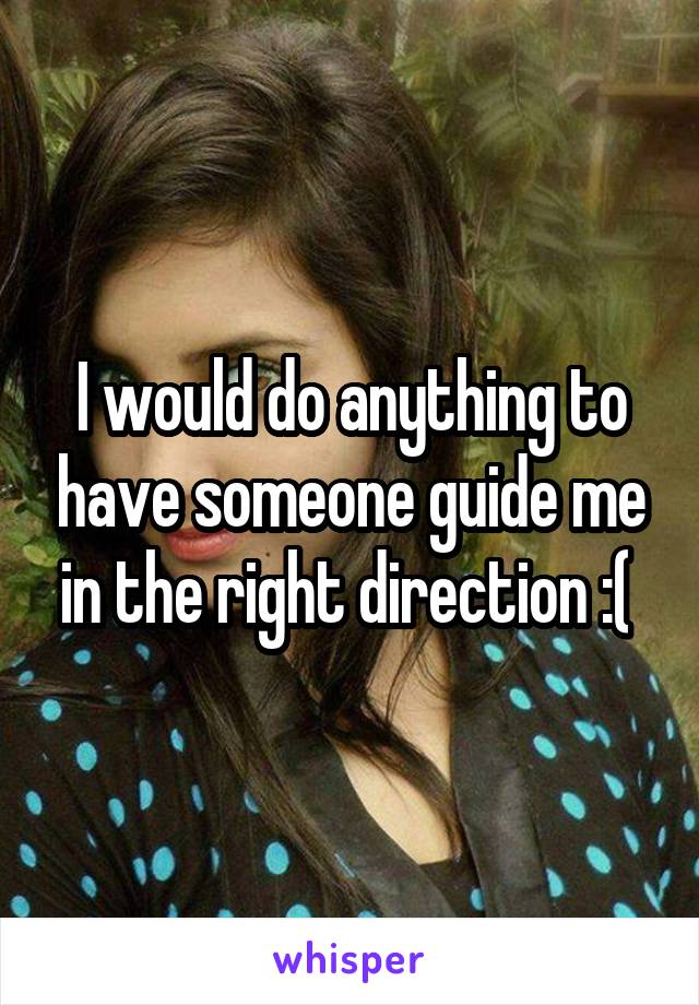 I would do anything to have someone guide me in the right direction :( 