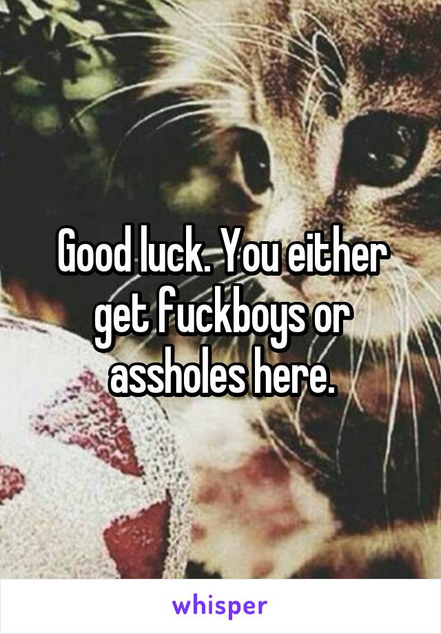 Good luck. You either get fuckboys or assholes here.