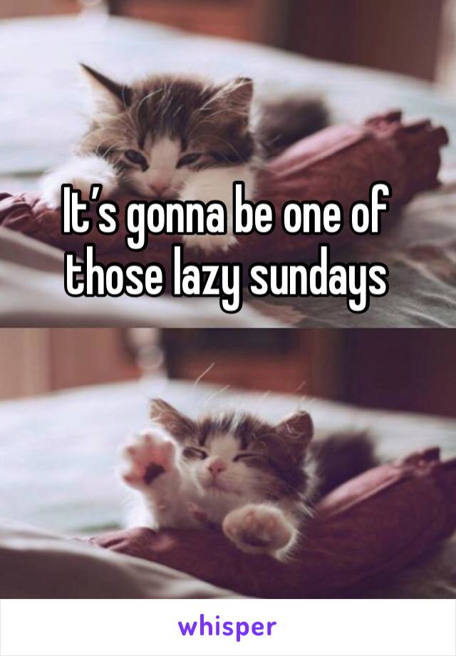 It’s gonna be one of those lazy sundays 