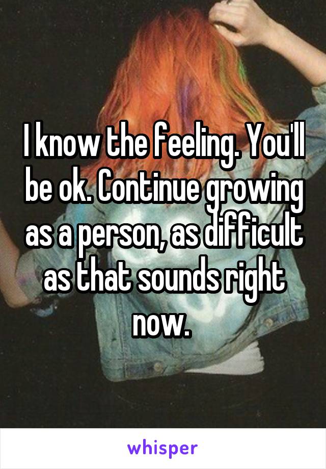 I know the feeling. You'll be ok. Continue growing as a person, as difficult as that sounds right now. 