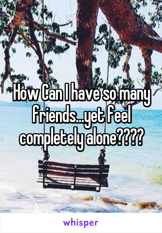 How Can I have so many friends...yet feel completely alone????