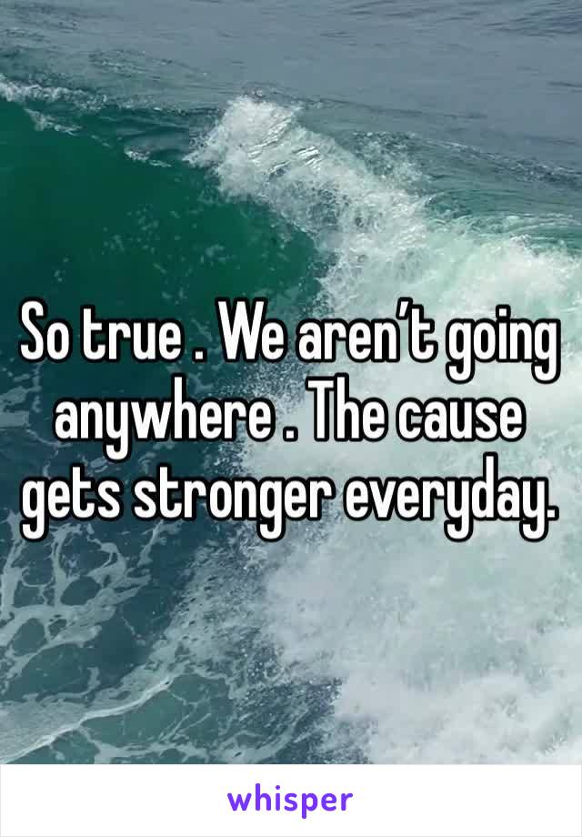 So true . We aren’t going anywhere . The cause gets stronger everyday. 