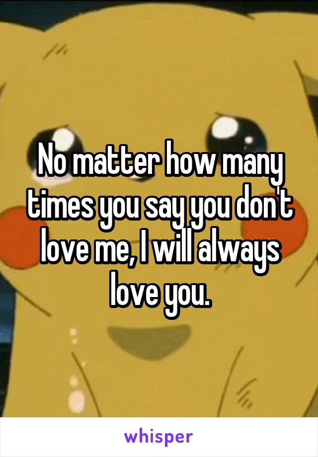 No matter how many times you say you don't love me, I will always love you.