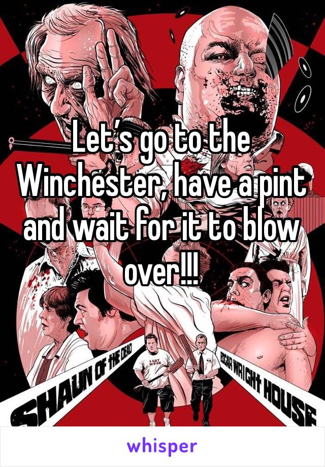 Let’s go to the Winchester, have a pint and wait for it to blow over!!!