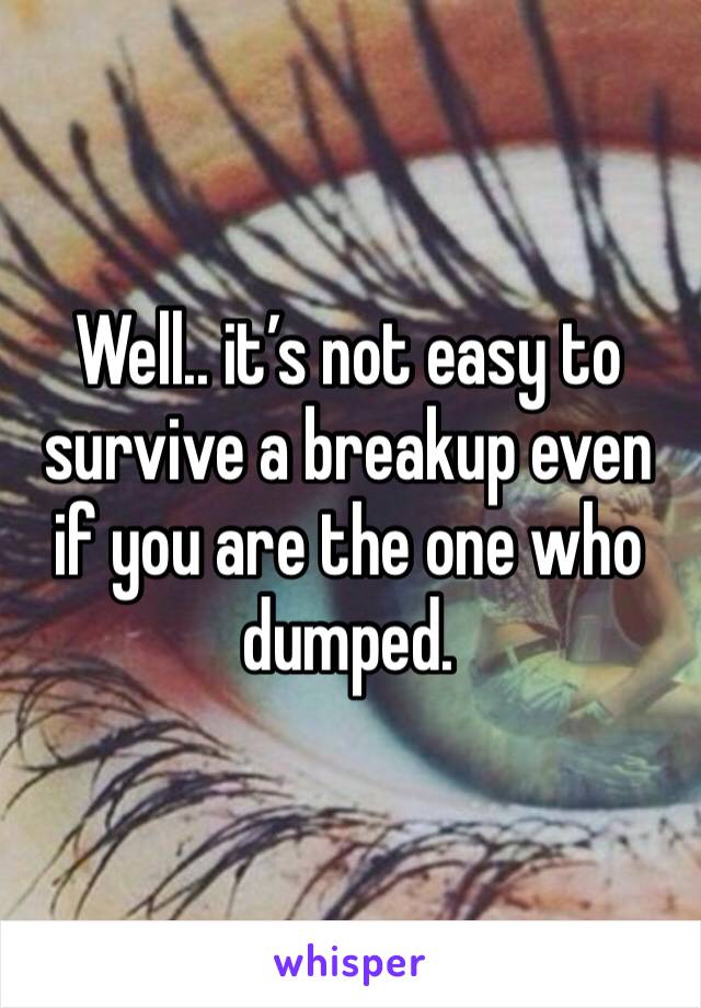 Well.. it’s not easy to survive a breakup even if you are the one who dumped. 