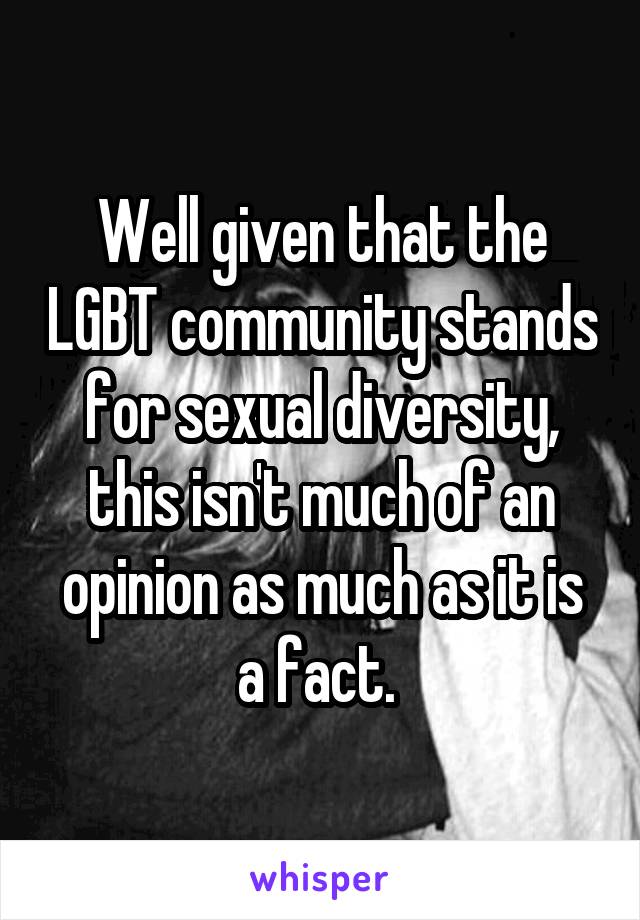 Well given that the LGBT community stands for sexual diversity, this isn't much of an opinion as much as it is a fact. 