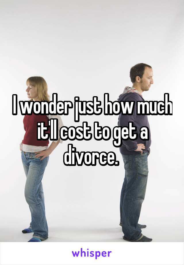 I wonder just how much it'll cost to get a divorce. 