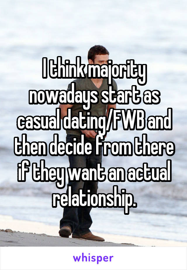 I think majority nowadays start as casual dating/FWB and then decide from there if they want an actual relationship.