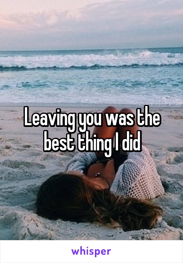 Leaving you was the best thing I did