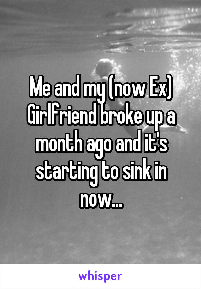 Me and my (now Ex) Girlfriend broke up a month ago and it's starting to sink in now...