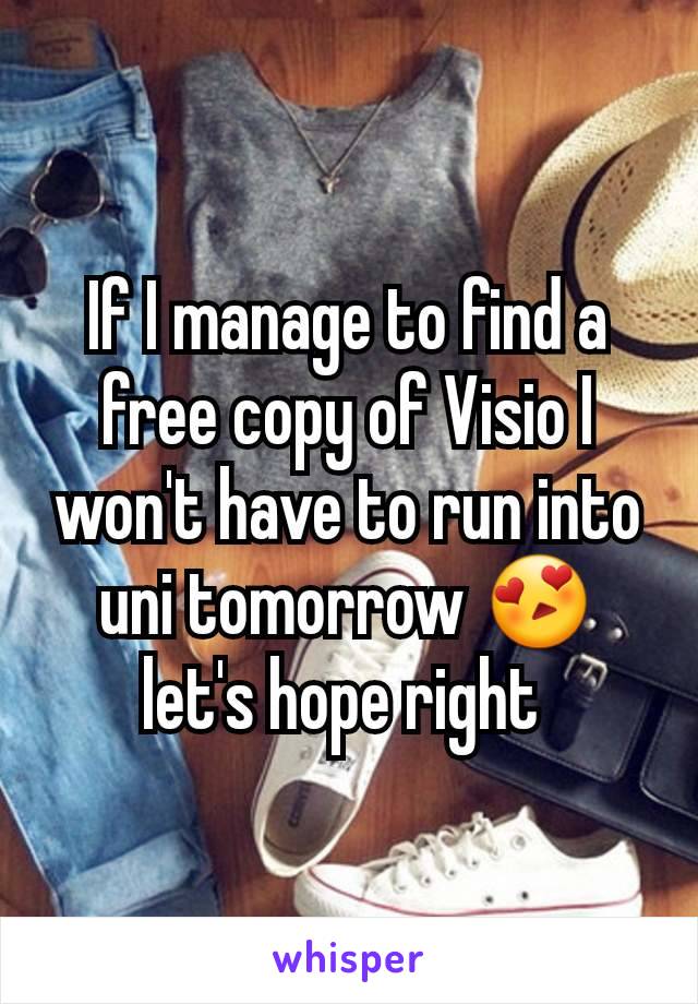 If I manage to find a free copy of Visio I won't have to run into uni tomorrow 😍 let's hope right 