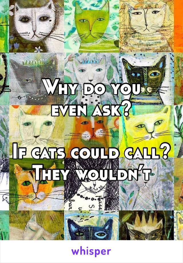 Why do you even ask?

If cats could call? They wouldn’t 