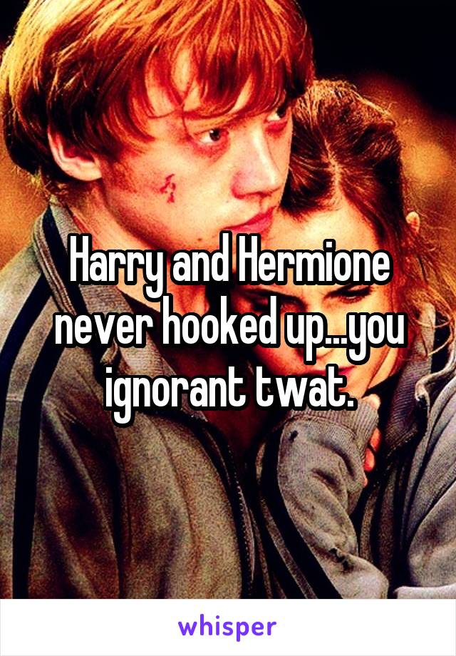 Harry and Hermione never hooked up...you ignorant twat.