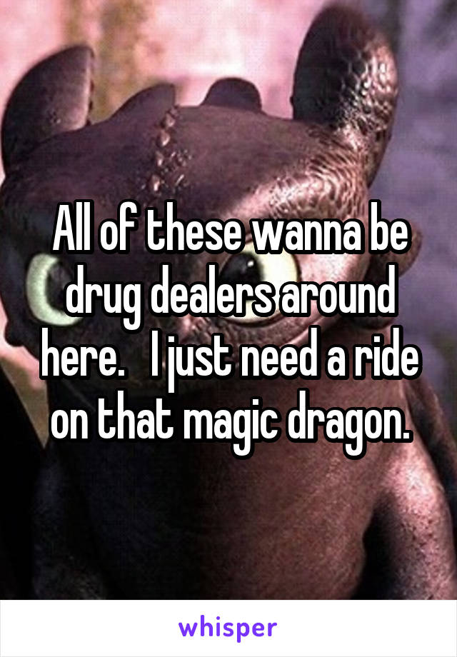 All of these wanna be drug dealers around here.   I just need a ride on that magic dragon.