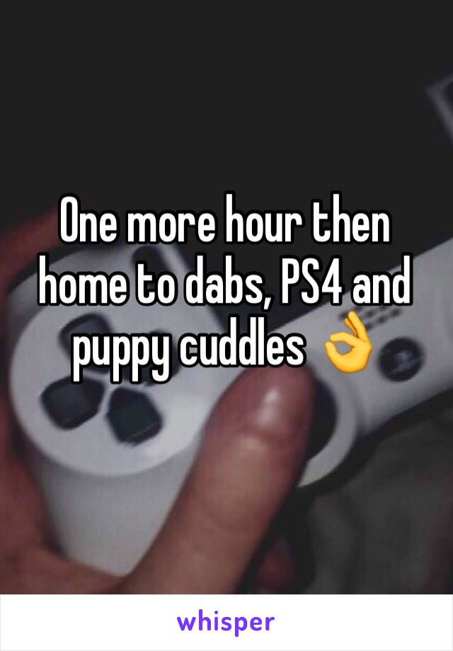 One more hour then home to dabs, PS4 and puppy cuddles 👌