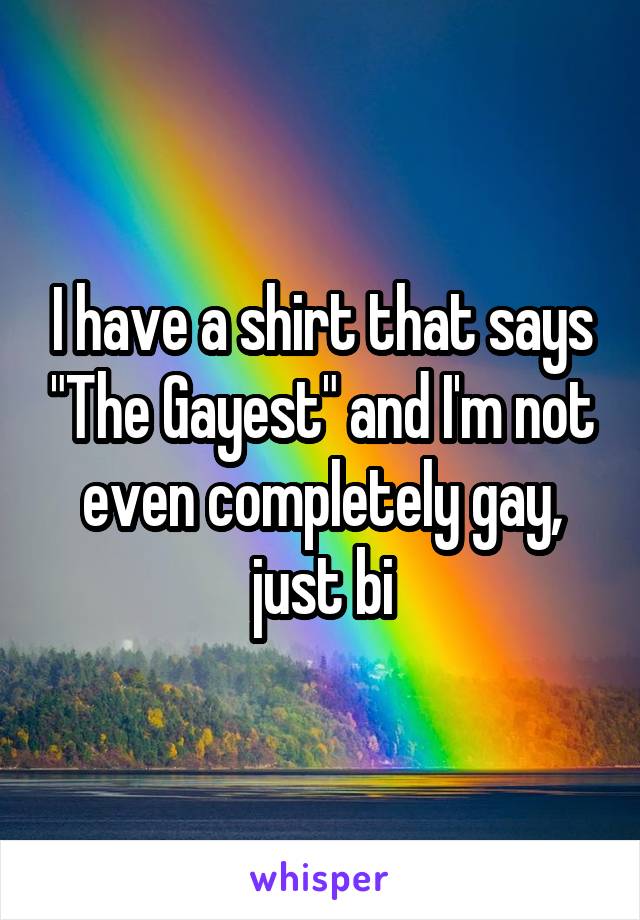 I have a shirt that says "The Gayest" and I'm not even completely gay, just bi