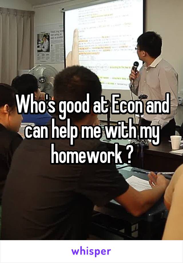 Who's good at Econ and can help me with my homework ?