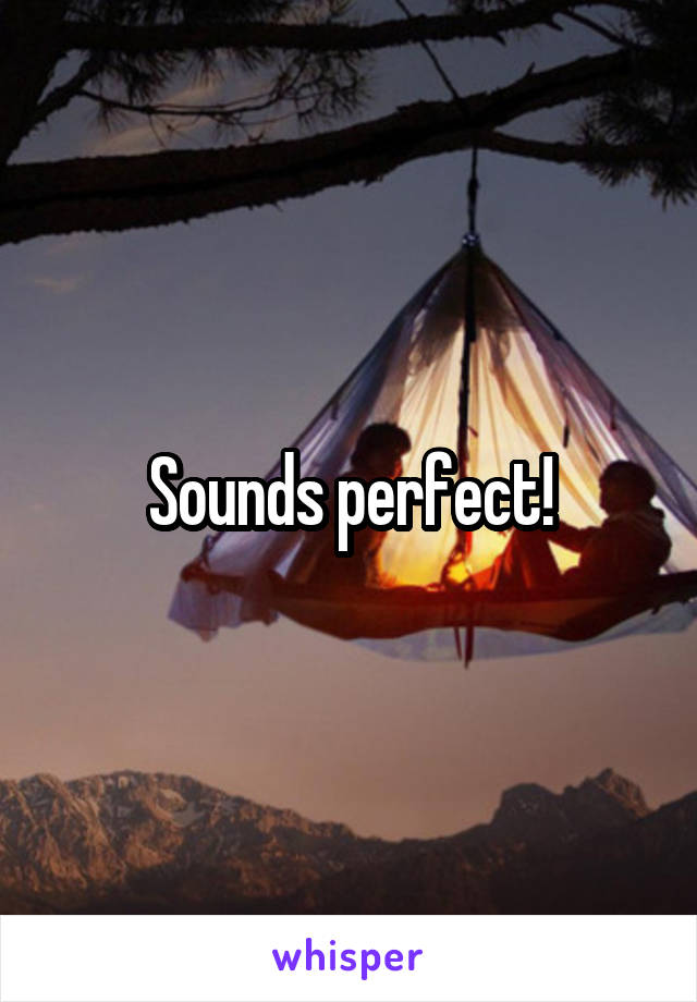 Sounds perfect!