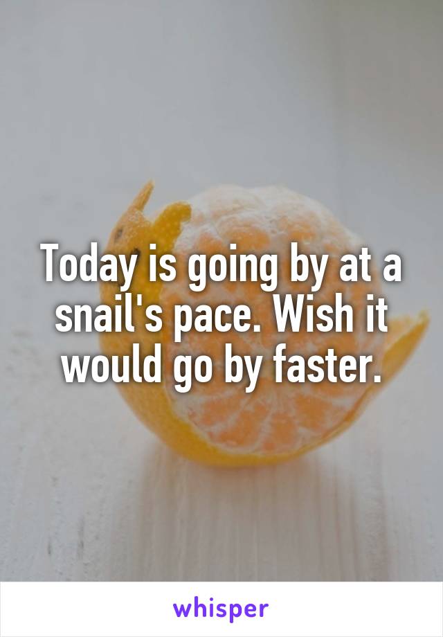 Today is going by at a snail's pace. Wish it would go by faster.