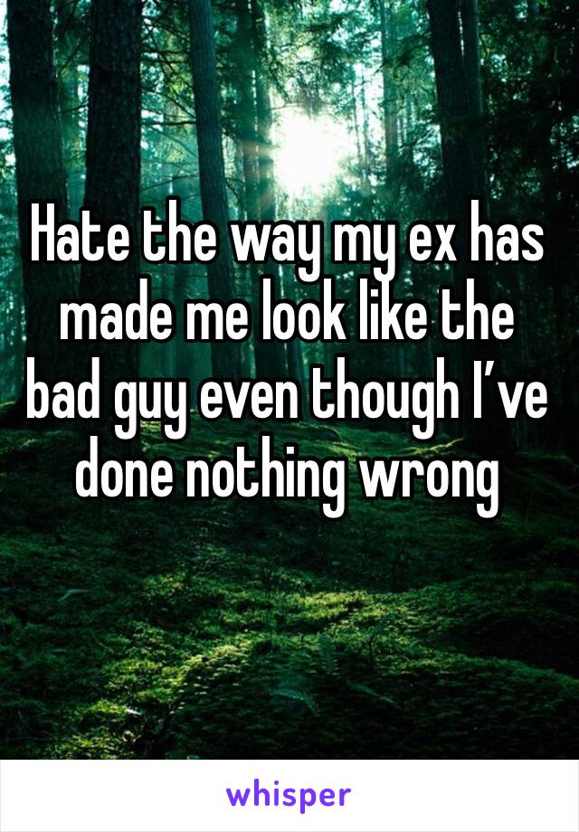 Hate the way my ex has made me look like the bad guy even though I’ve done nothing wrong 
