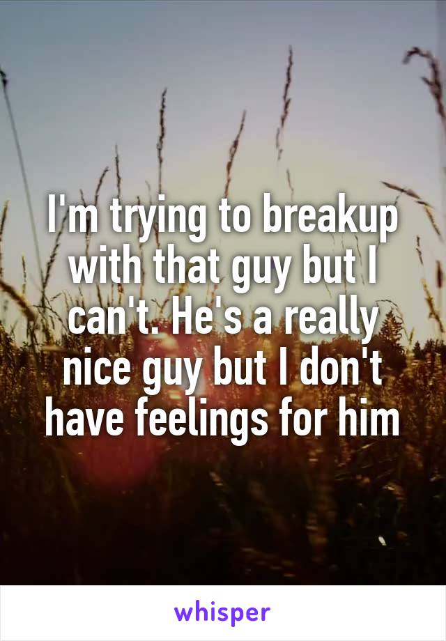 I'm trying to breakup with that guy but I can't. He's a really nice guy but I don't have feelings for him