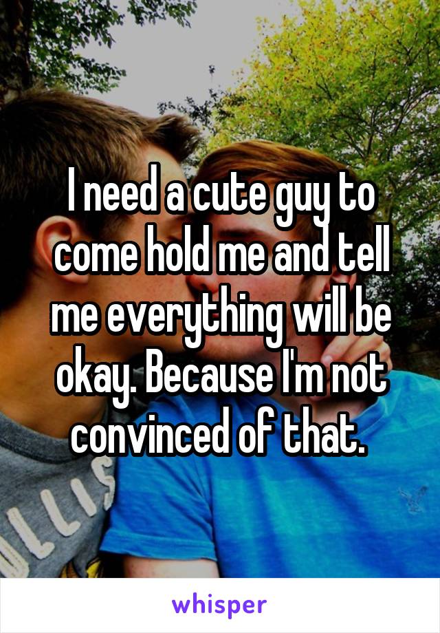 I need a cute guy to come hold me and tell me everything will be okay. Because I'm not convinced of that. 