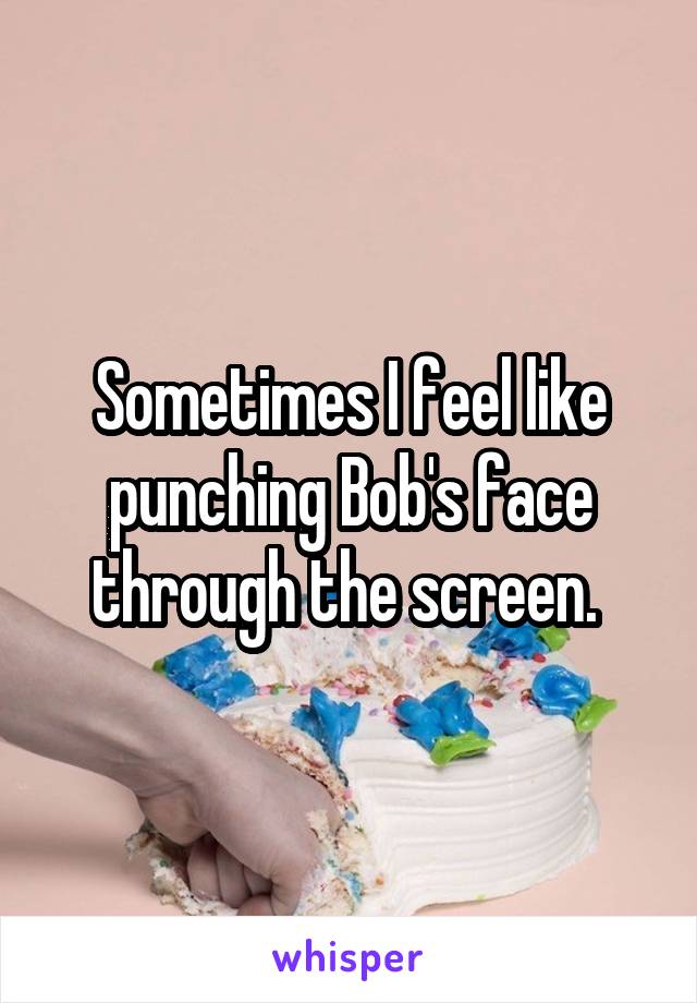 Sometimes I feel like punching Bob's face through the screen. 