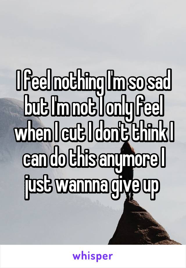 I feel nothing I'm so sad but I'm not I only feel when I cut I don't think I can do this anymore I just wannna give up 