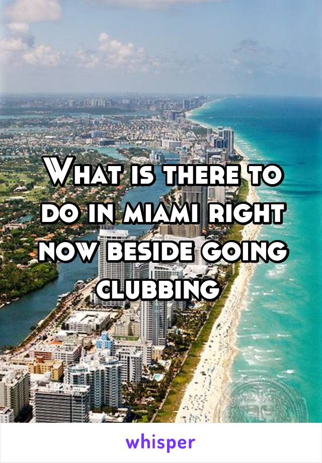 What is there to do in miami right now beside going clubbing 