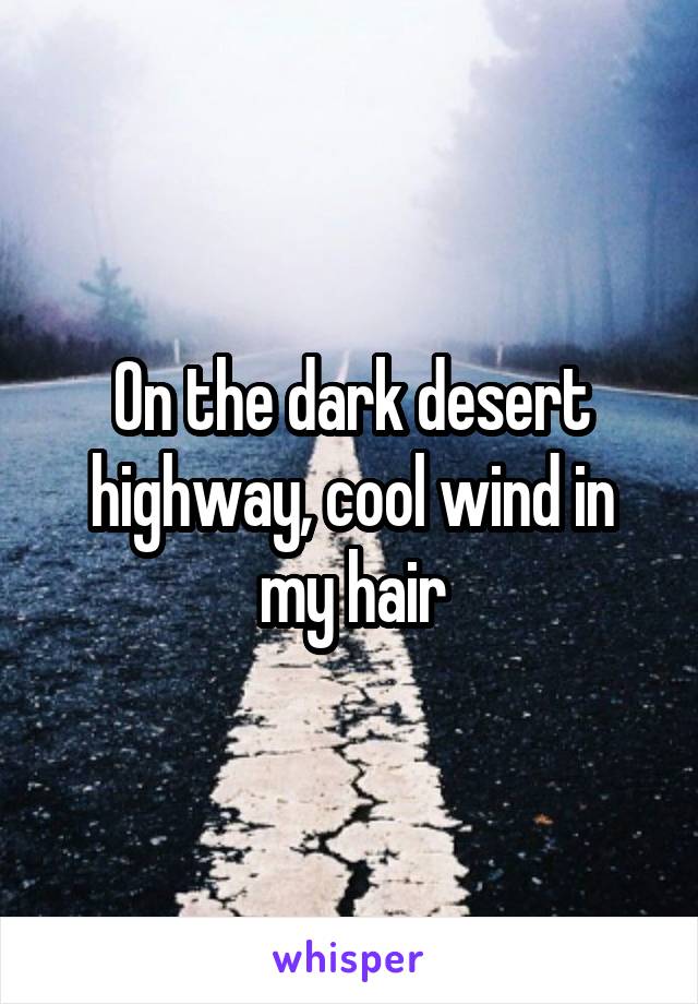 On the dark desert highway, cool wind in my hair