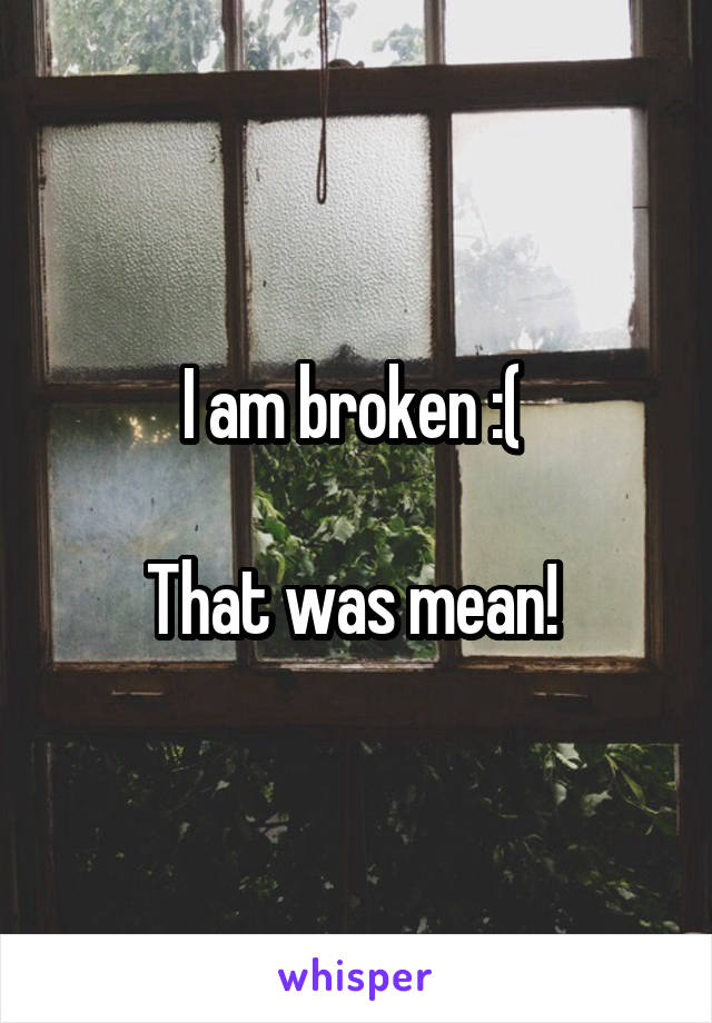 I am broken :( 

That was mean! 