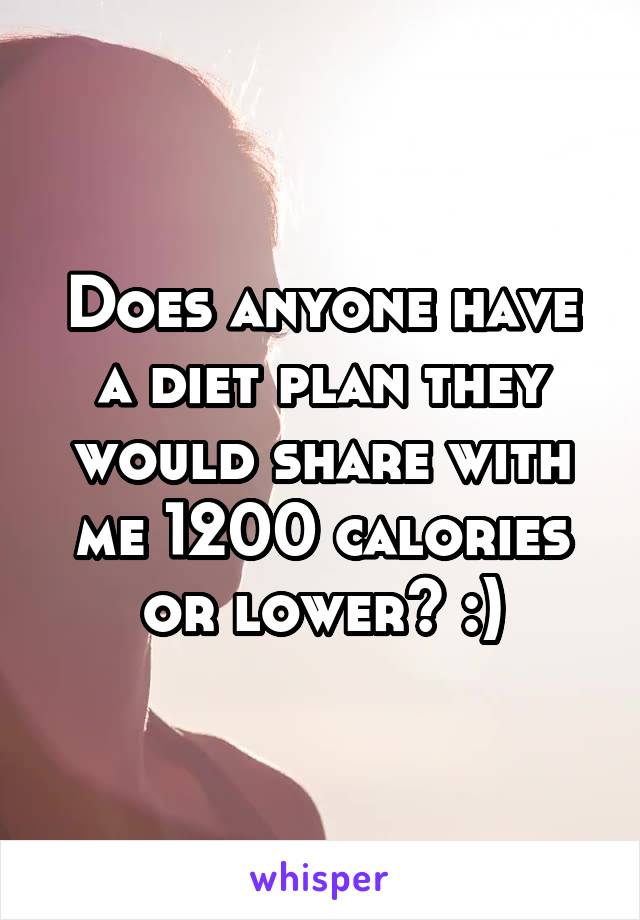 Does anyone have a diet plan they would share with me 1200 calories or lower? :)