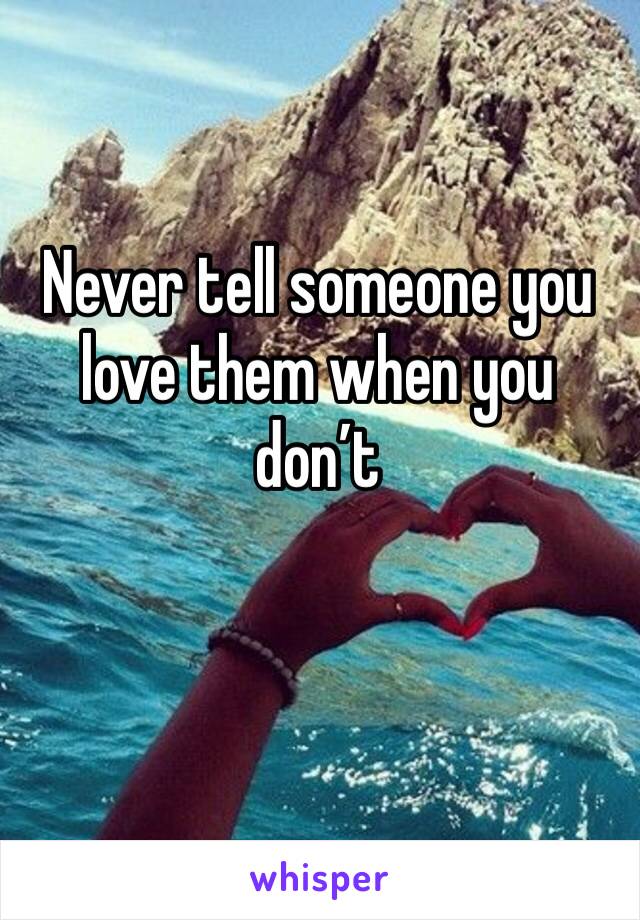 Never tell someone you love them when you don’t 
