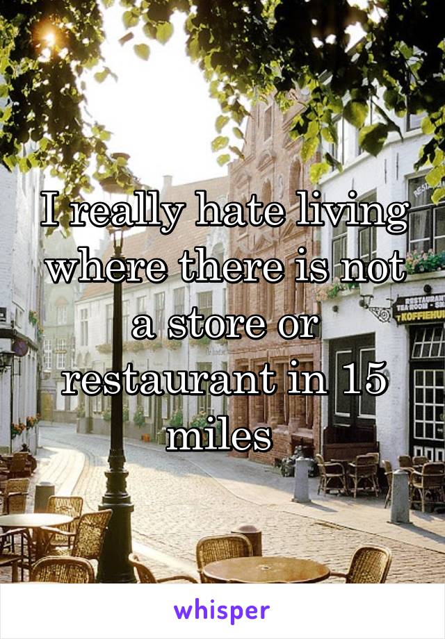I really hate living where there is not a store or restaurant in 15 miles 