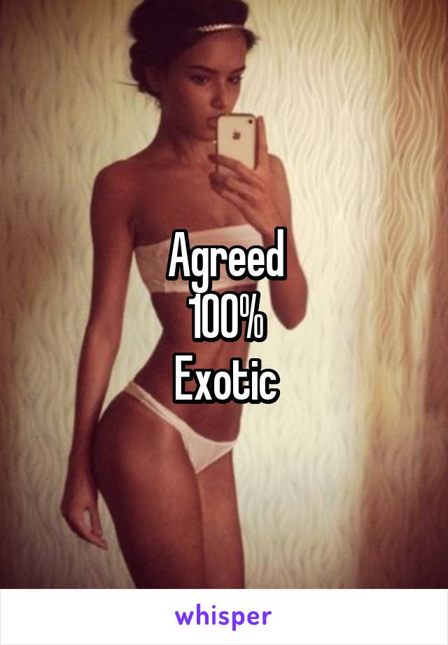 Agreed
100%
Exotic