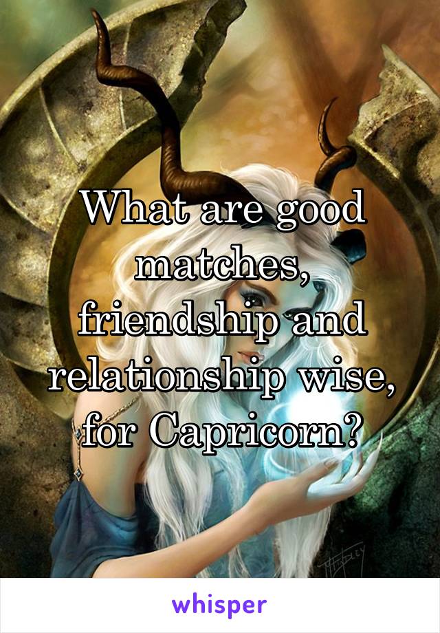 What are good matches, friendship and relationship wise, for Capricorn?