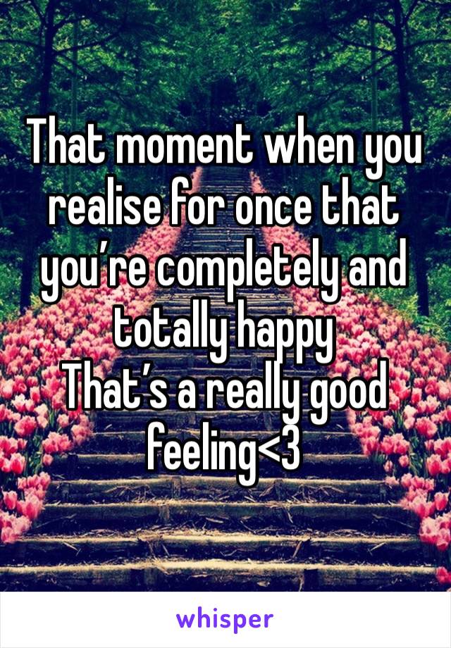That moment when you realise for once that you’re completely and totally happy
That’s a really good feeling<3