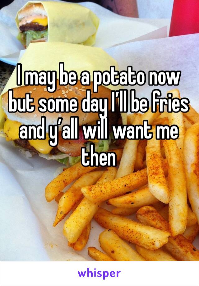 I may be a potato now but some day I’ll be fries and y’all will want me then