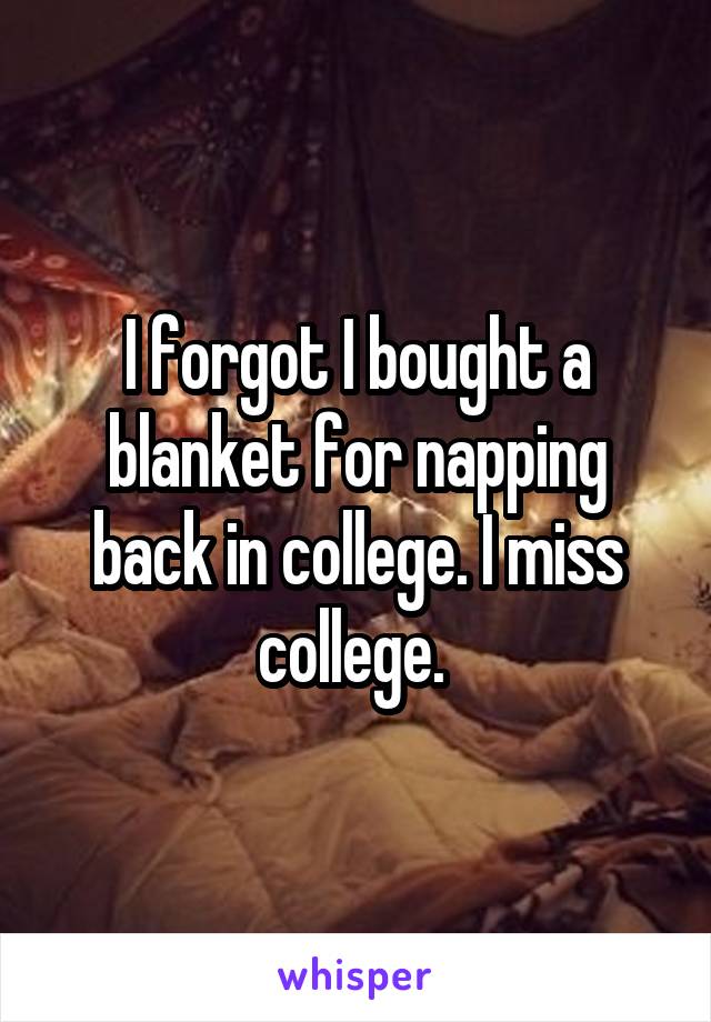 I forgot I bought a blanket for napping back in college. I miss college. 