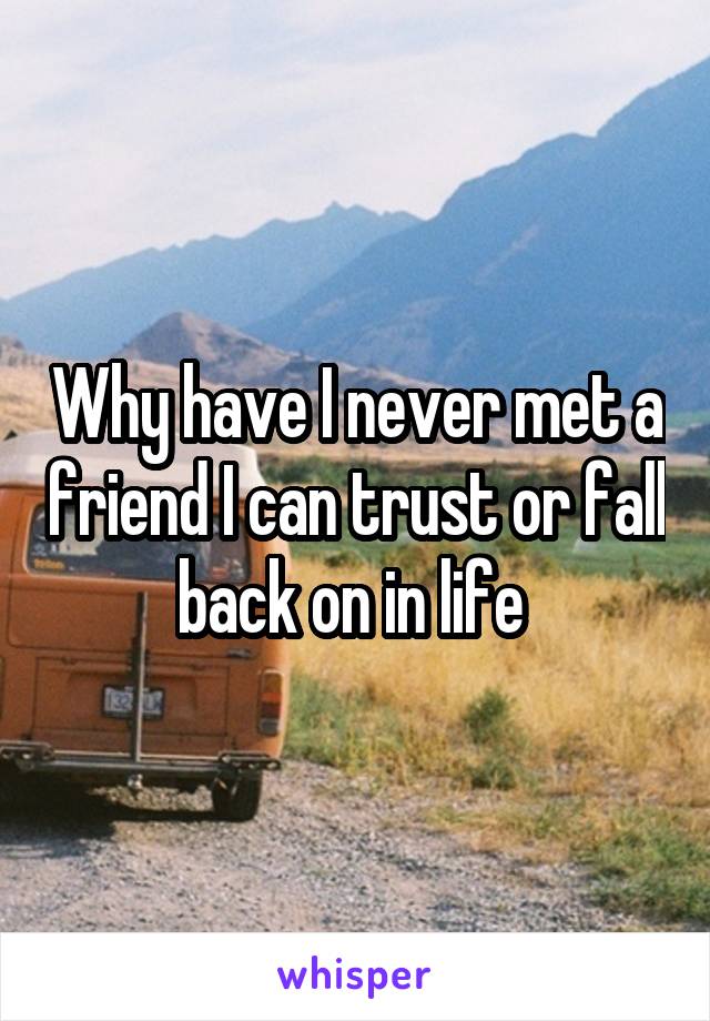 Why have I never met a friend I can trust or fall back on in life 