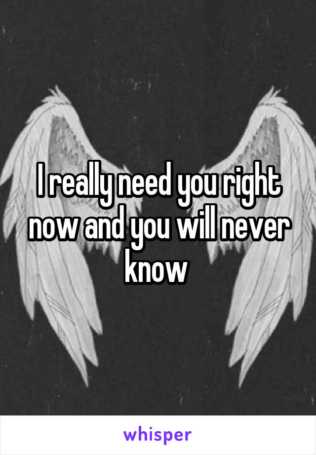 I really need you right now and you will never know 