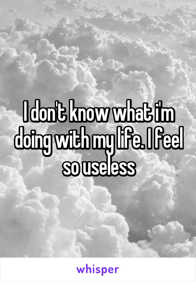 I don't know what i'm doing with my life. I feel so useless