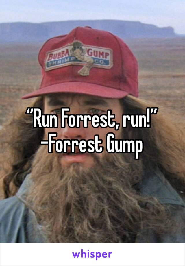 “Run Forrest, run!”
-Forrest Gump