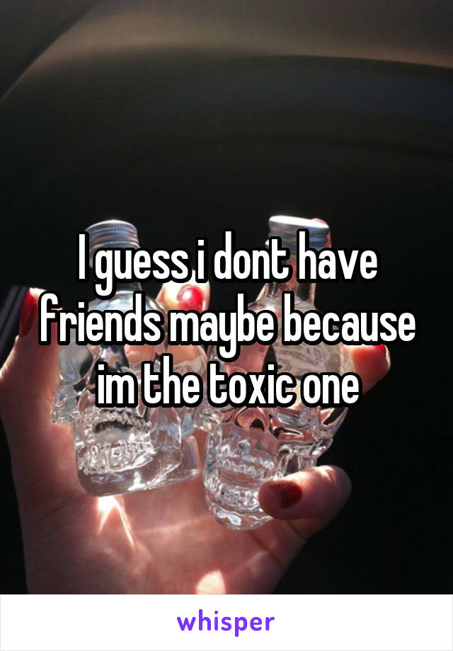 I guess i dont have friends maybe because im the toxic one