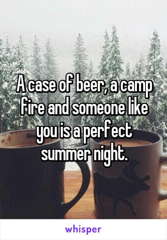 A case of beer, a camp fire and someone like you is a perfect summer night.